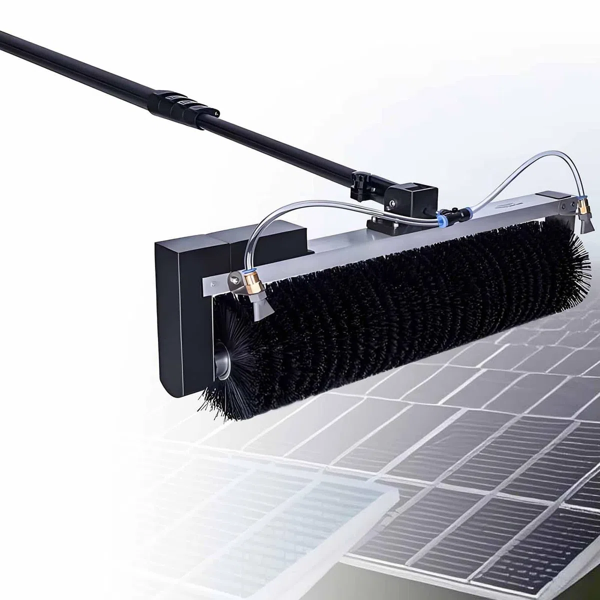 Outil de nettoyage de panneau solaire photovoltaïque, brosse de nettoyage photovoltaïque télescopique, brosse à rouleau pour panneau solaire, batterie électrique réglable en alliage d'aluminium, 7,5 m