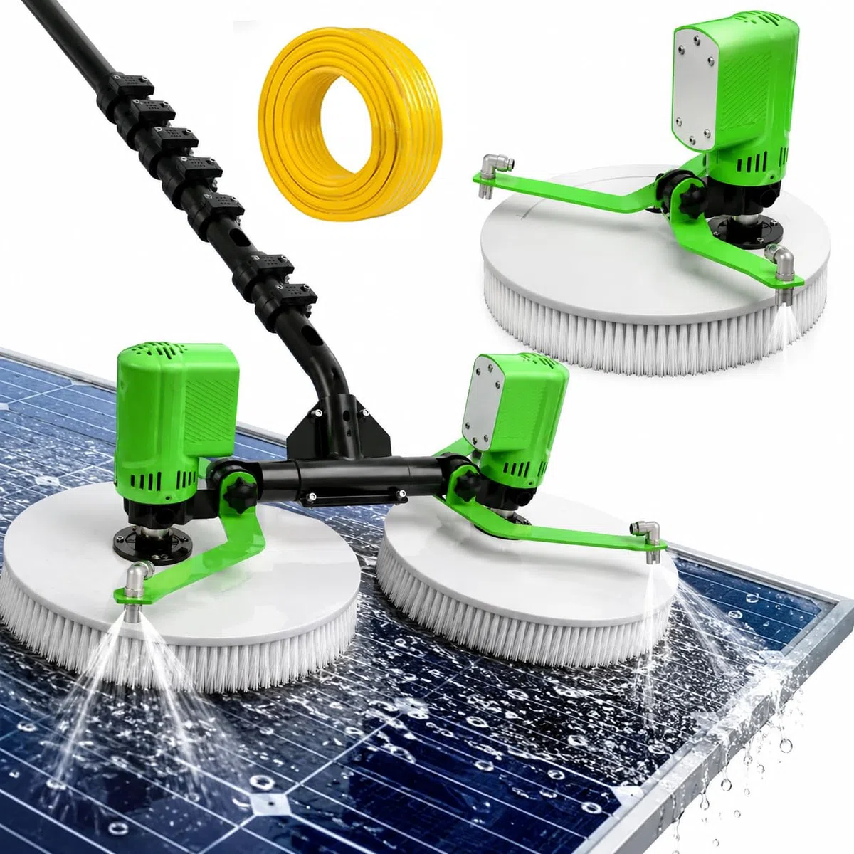 Machine De Nettoyage De Panneaux Solaires Photovoltaïques, Brosse De Nettoyage De Panneau Solaire 65 cm, Rinçage Et Brossage Simultanés, 2 Moteurs sans Balais, IP65 350cm