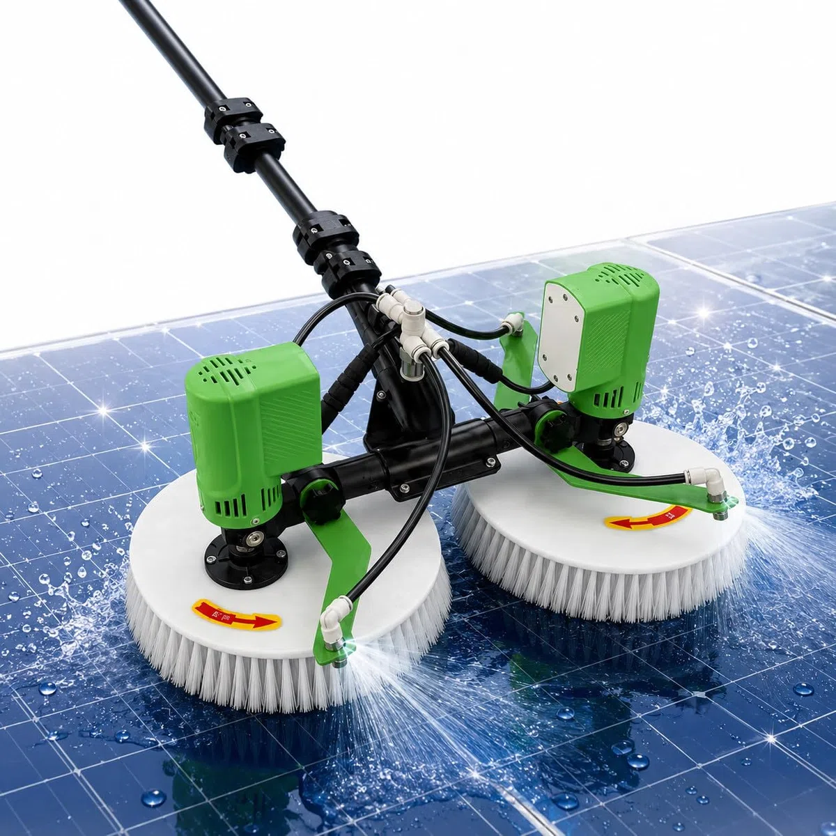 Brosse Électrique pour Panneaux Solaires à Deux Têtes Rotatives Corded-3.5M