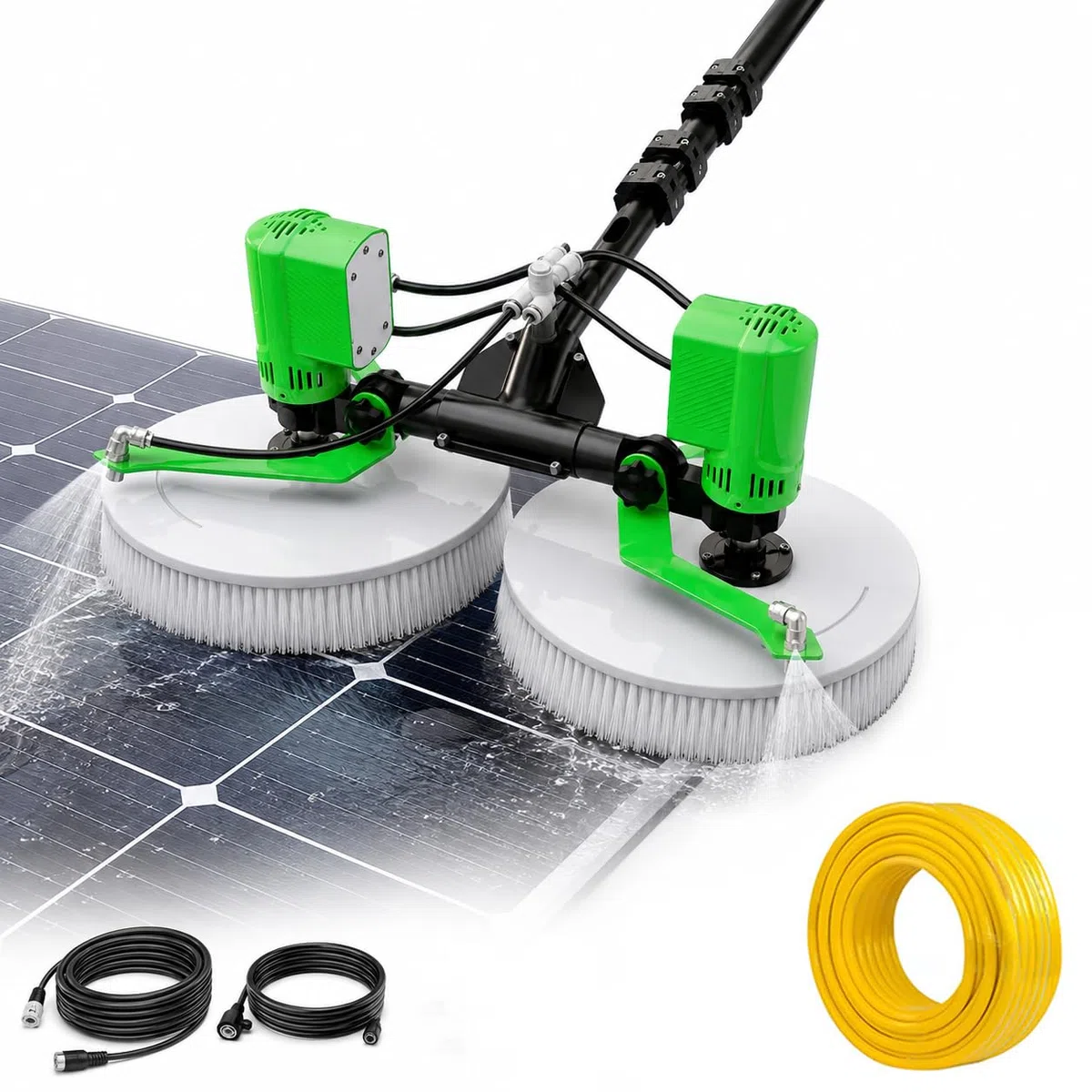 Nettoyage Panneaux Solaires, Machine De Nettoyage De Panneaux Solaires Photovoltaïques Améliorée, Nouveaux Bras De Pulvérisation, 4 Buses En Éventail, Tuyau D’Eau Supplémentaire 20 m 550cm