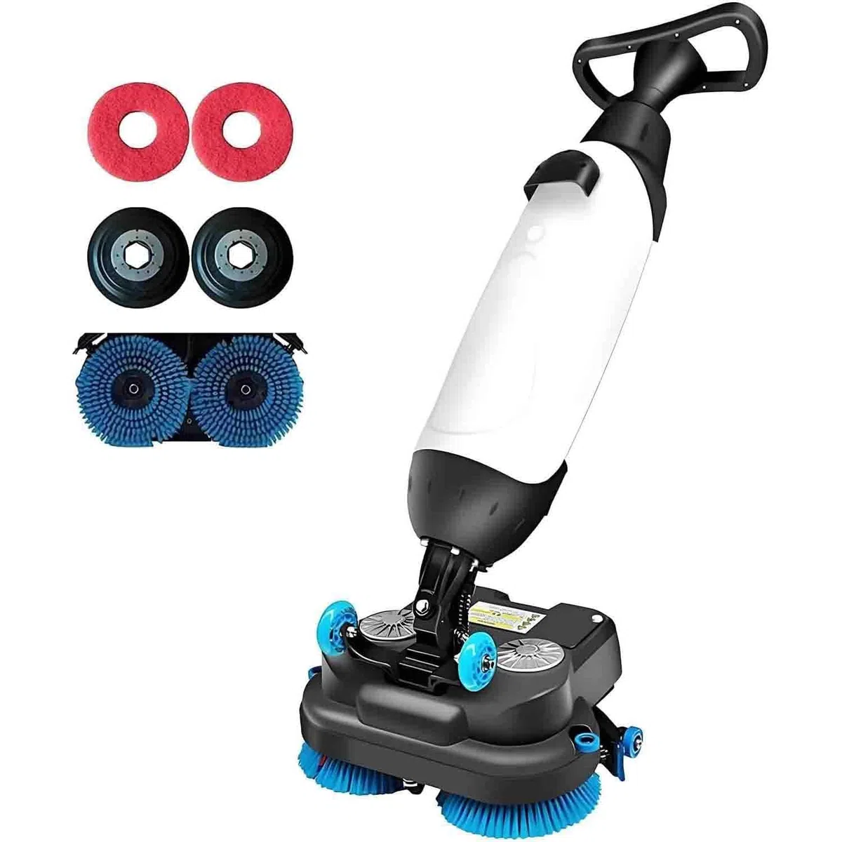 Autolaveuse électrique Commerciale, autolaveuse rotative à Double Brosse, Brosse de Nettoyage de sols Industrielle avec tête rotative à 360° pour Bureaux, entrepôts ou magasins de détail White